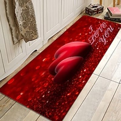 Valentine's Day Heart Kitchen Mat Non-Slip Oil Proof Rug Indoor Outdoor Mat Bedroom Decor Bathroom Mat Entrance Rug Door Mat miniinthebox