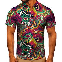 Men's Shirt 3D Print Graphic Prints Eye Button-Down Short Sleeve Street Tops Casual Fashion Classic Breathable Rainbow miniinthebox - thumbnail