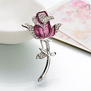 reizteko vintage inspired crystal rhinestone rose flower brooch pin flower ribbon bow pendant (purple) Lightinthebox