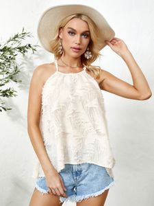 YOINS Fuzzy Solid Semi Sheer Halter Sleeveless Cami