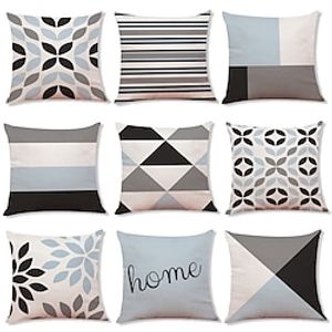 1 Set of 9 pcs Modern Cushion Cover Geometry Series Decorative Faux Linen Throw Pillow Cover Home Sofa Decorative Outdoor Cushion for Sofa Couch Bed Chair miniinthebox