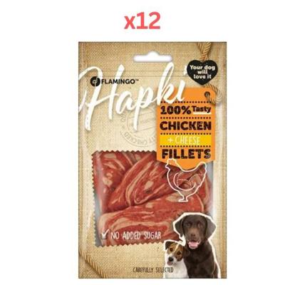 Flamingo Hapki Slices with Chicken & Cheese Dog Treats 85g (Pack of 12) Flamingo Hapki Slices with Chicken & Cheese Dog Treats 85g (Pack of 12)