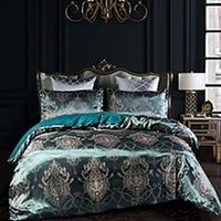Luxury Satin Silk Jacquard Quilt Bedding Sets2/ 3-Piece Duvet Cover Set Hotel Bedding Sets Comforter Cover Include 1 Duvet Cover 2 Pillowcases  Single 1Pillowcase miniinthebox - thumbnail