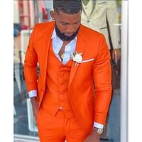 Orange Men's Wedding Suits Solid Colored 3 Piece Fashion Business Plus Size Single Breasted One-button 2023 miniinthebox