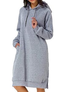 Hat Collar Plain Long Sleeve Dress