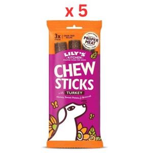 Lily's Kitchen Dog Chew Sticks With Turkey Dog Treats 120G Pack Of 5