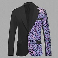 Men's Party Casual Sequin Blazer Jacket Regular Tailored Fit Patchwork Single Breasted One-button Pink Red Purple Gold Green 2023 Lightinthebox - thumbnail