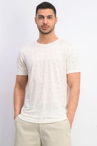 Mens Short Sleeve Linen Tee  Ivory