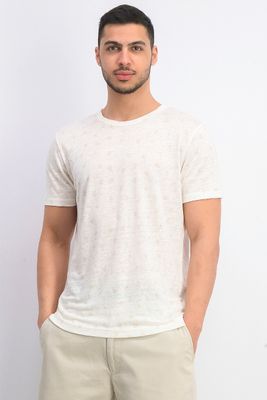 Mens Short Sleeve Linen Tee  Ivory