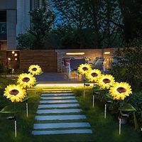 Solar Sunflower Waterproof Garden Lights 10 LED Starburst Swaying Lights Solar Outdoor Lights Garden Decor for BalconyGardenPathwayLawnBackyard Lightinthebox - thumbnail