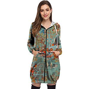 Women's Zip Up Hoodie Sweatshirt Geometric Zipper Front Pocket Print Casual Daily 3D Print Basic Casual Hoodies Sweatshirts  Yellow Green Black miniinthebox