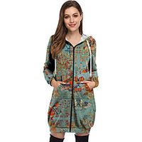 Women's Zip Up Hoodie Sweatshirt Geometric Zipper Front Pocket Print Casual Daily 3D Print Basic Casual Hoodies Sweatshirts  Yellow Green Black miniinthebox - thumbnail