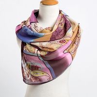 Women Silk Scarf Chiffon Shawls Geometric Print