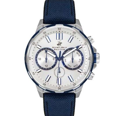 Beverly Hills Polo Club Men's VX9JE1 Movement Watch, Multi Function Display and Nato Strap - BP3402X.332, Brown