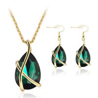 Inlaid Crystal Necklace Earrings Jewelry Set