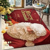 Christmas Area Rug Doormat Red Rug Xmas Santa Claus Modern Rug Kitchen Rug Washable Rug Non Slip Moroccan Carpet Holiday Decor Geometric Soft Accent Rug for Bathroom Bedroom Dining Room Living Room miniinthebox - thumbnail