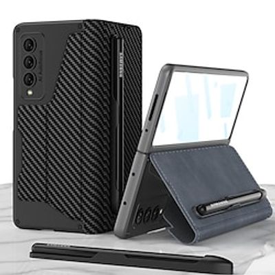 Phone Case For Samsung Galaxy Flip Z Fold 4 Pencil Holder Full Body Protective Four Corners Drop Resistance Solid Colored TPU PU Leather Lightinthebox