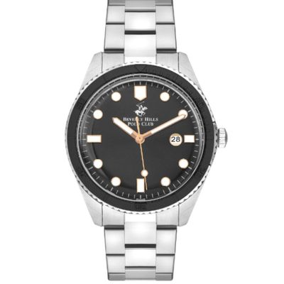 Beverly Hills Polo Club Men's Analog Display Watch & Metal Strap, Silver - BP3407X.360