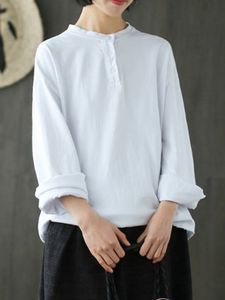 Pure Color Button Cotton T-shirts