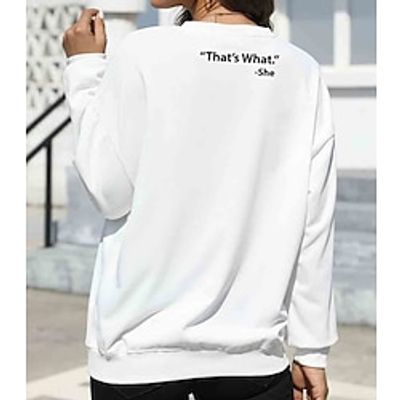 Women's Sweatshirt The office Sweatshirt That's what she said Hoodie Pullover Cotton Letter Active Fashion Print White Blue Beige Casual Sports Round Neck Long Sleeve Micro-elastic Fall  Winter Lightinthebox