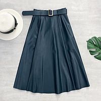 Women's Vacation Casual / Daily Basic Streetwear Capris Skirts Solid Colored Pleated Blue Gray Khaki miniinthebox - thumbnail