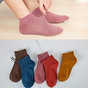 Fashion Comfort Women's Socks Solid Colored Casual Socks No Show  Liner Socks Medium Office  Career Blue 5 Pairs Lightinthebox