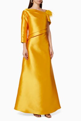 Rianna Draped Feathers Gown Rianna Draped Feathers Gown