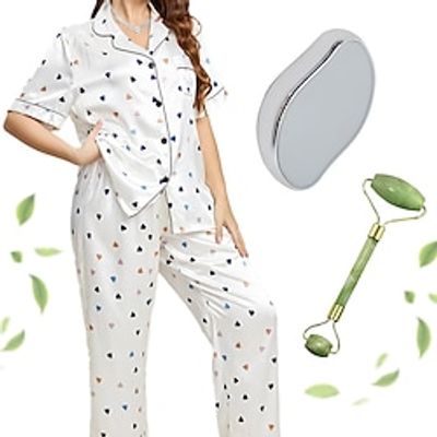 3PCS Pajamas Comfort Set,Adults' Bathrobe Pajamas Nightwear Ice Silk with Mask Massager And Hair Removal Tools For Women's Lightinthebox
