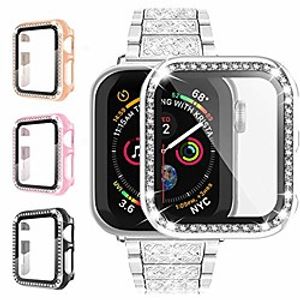 4 pack  case For iWatch Apple Watch Series SE/6/5/4/3/2/1 44mm 40mm 38mm 42mm built in tempered glass screen protector anti-scratch hard pc bumper full body cover bling diamond rhinestone frame miniinthebox