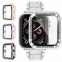4 pack  case For iWatch Apple Watch Series SE/6/5/4/3/2/1 44mm 40mm 38mm 42mm built in tempered glass screen protector anti-scratch hard pc bumper full body cover bling diamond rhinestone frame miniinthebox - thumbnail