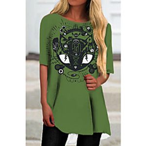 Women's T Shirt Dress Tee Dress Short Mini Dress Green Half Sleeve Print Animal Print Spring Summer Round Neck Casual Holiday 2021 S M L XL XXL 3XL miniinthebox
