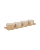 Koopman Xmas Serving Bowls with Bamboo Set Gold Koopman Xmas Serving Bowls with Bamboo Set Gold