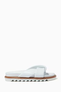 Padded Band Slide Sandals in Leather