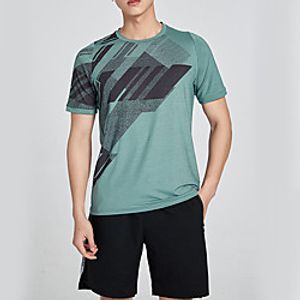 Men's Tee  T-shirt Crew Neck Spandex Stripes Sport Athleisure T Shirt Top Short Sleeves Quick Dry Breathable Soft Comfortable Everyday Use Casual Daily Outdoor Lightinthebox