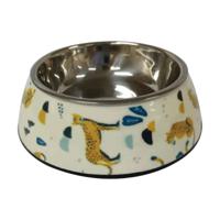 Nutrapet Applique Melamine Round Small Pet Bowl, Camel White