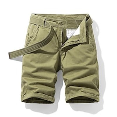 Men's Cargo Shorts Bermuda shorts Work Shorts Zipper Pocket Plain Breathable Soft Casual Weekend 100% Cotton Fashion Streetwear Black Wine Micro-elastic Lightinthebox