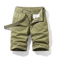 Men's Cargo Shorts Bermuda shorts Work Shorts Zipper Pocket Plain Breathable Soft Casual Weekend 100% Cotton Fashion Streetwear Black Wine Micro-elastic Lightinthebox - thumbnail