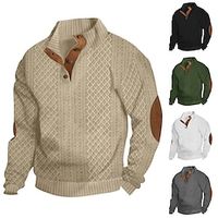 Men's Sweatshirt Black White Army Green Khaki Dark Gray Standing Collar Plain Patchwork Sports Outdoor Daily Holiday Streetwear Basic Casual Spring Fall Clothing Apparel Hoodies Sweatshirts miniinthebox
