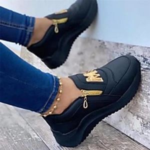 Women's Sneakers Round Toe PU Black Red Pink miniinthebox