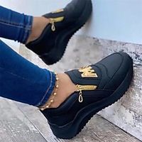 Women's Sneakers Round Toe PU Black Red Pink miniinthebox - thumbnail