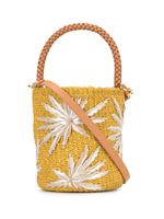 Aranaz appliqué woven bucket bag - Yellow - thumbnail