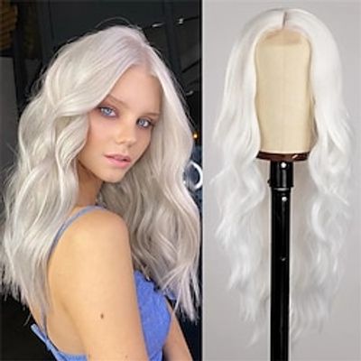 Long Black Wavy Wig For Women Curly Wavy Wig Middle Part 26 Inch Natural Looking Synthetic Heat Resistant Fiber Wigs For Daily Party Use miniinthebox