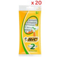 Bic 2 Sensitive Disposable Razor, Pouch - 10+5 Free X 20