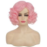 Short Curly Pink Wigs for Women Synthetic Natural Wavy Pink Costume Cosplay Party Wig Lightinthebox - thumbnail