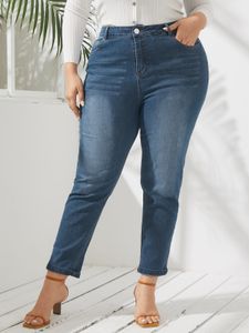 YOINS Plus Size Pocket Design Zip Design Denim Pants