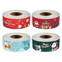 120 Piecesroll Red Rolled Christmas Strip Stickers Gift Box Sealed With Self-adhesive Labels Packaging Lightinthebox - thumbnail