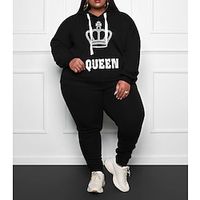 Women's Tracksuit Sweatsuit Winter 2 Piece Letter  Number Clothing Suit Black Green Yoga Fitness Gym Workout Breathable Moisture Wicking Soft Plus Size Sport Activewear Micro-elastic Lightinthebox - thumbnail