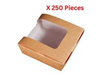 Hotpack Kraft Salad Box With Wider Window 250 Pieces - CKSBBW