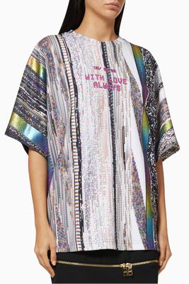 Oversize T-shirt in Glitch Print Textured Jersey Oversize T-shirt in Glitch Print Textured Jersey