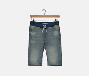 Boys Slim Fit Drawstring Denim Short  Blue